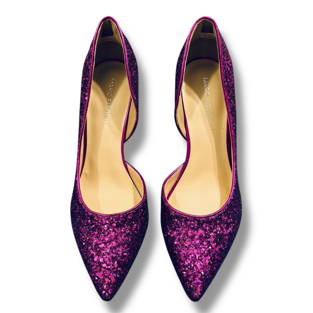 Marc Fisher Pink Glitter D’Orsay Stiletto Heels Women’s Size 7 Pointed Toe